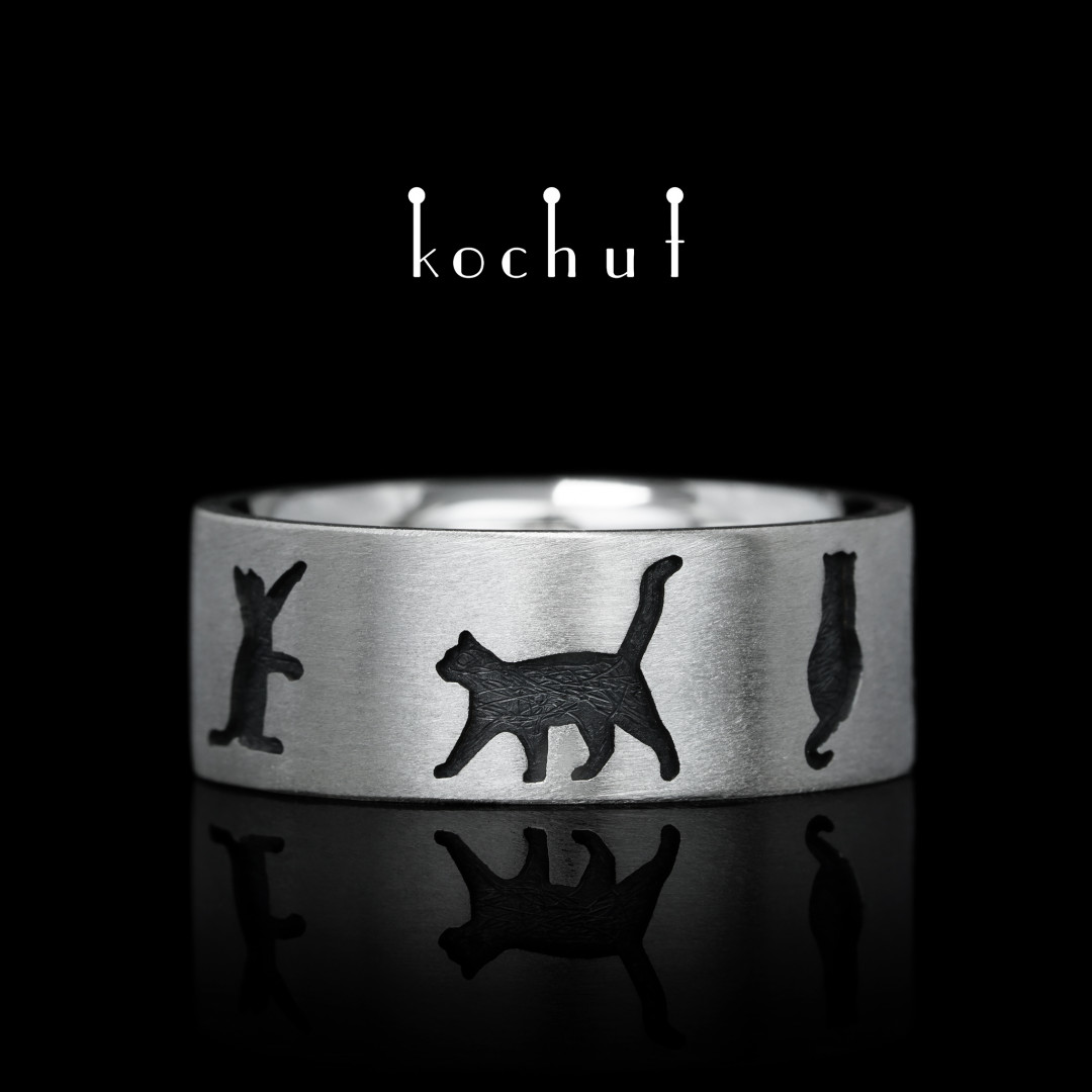 Ring «March cats». Silver, oxidized