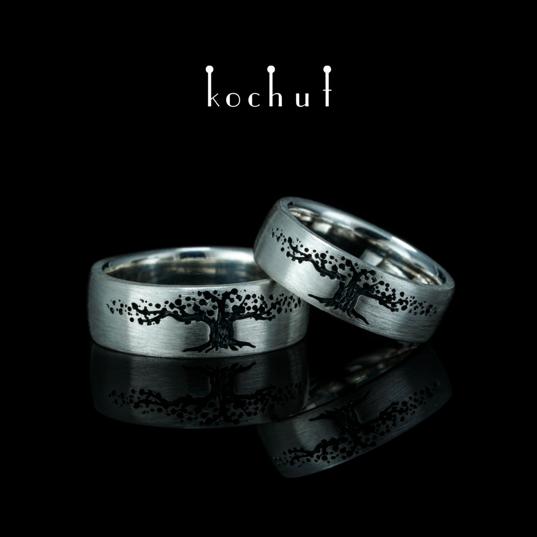 Wedding rings «The Tree of Life». Silver, oxidation