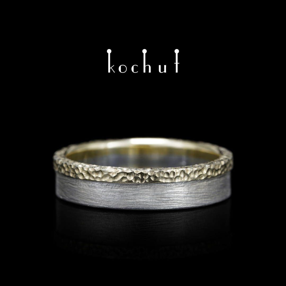 Wedding ring «The bonds of love». Silver, yellow gold
