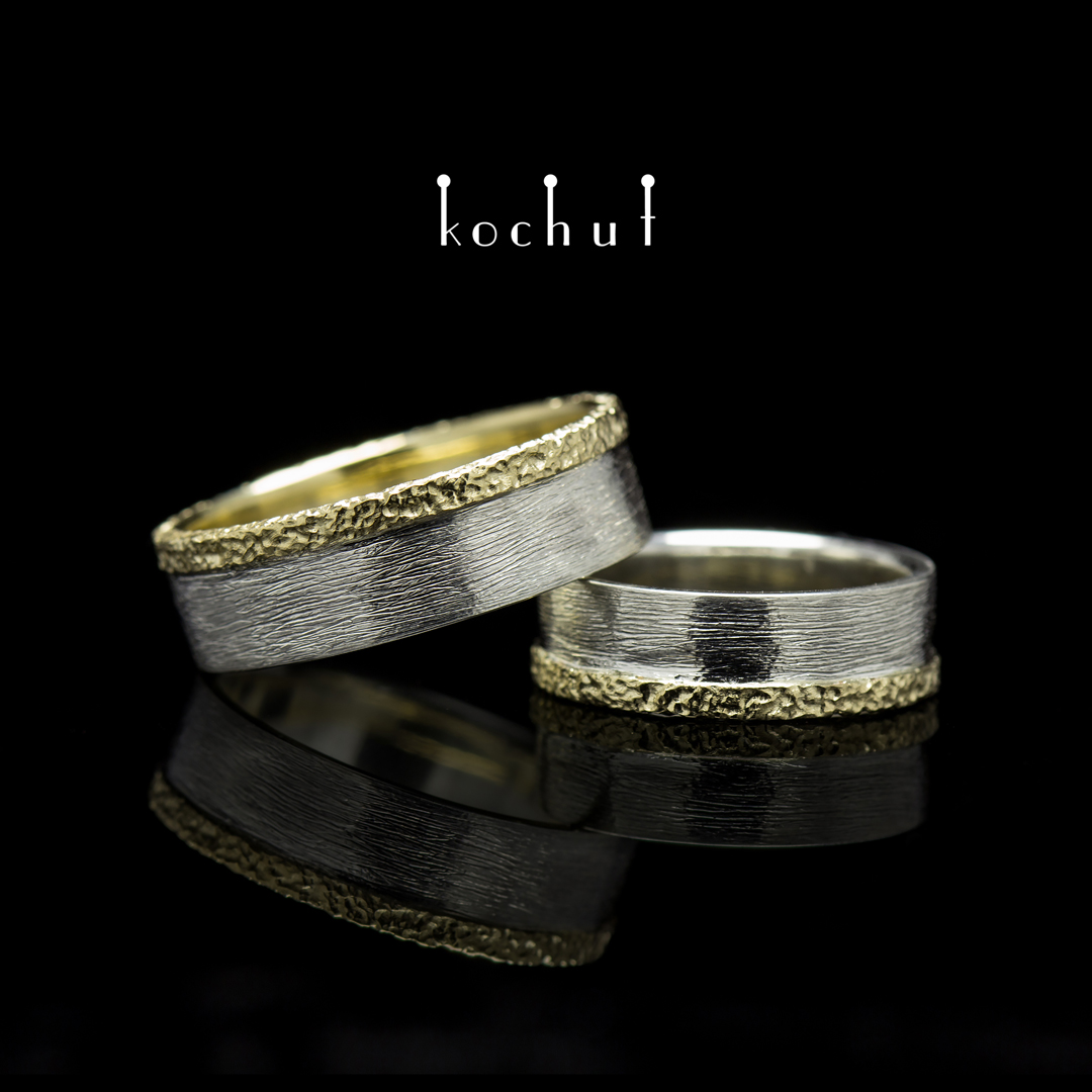 Wedding rings "The bonds of love". Silver, yellow gold