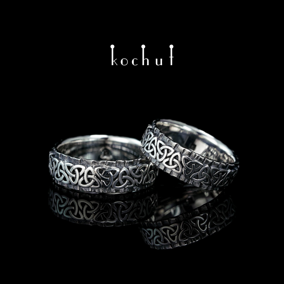 Wedding rings "Celtic pattern". Silver, oxidation