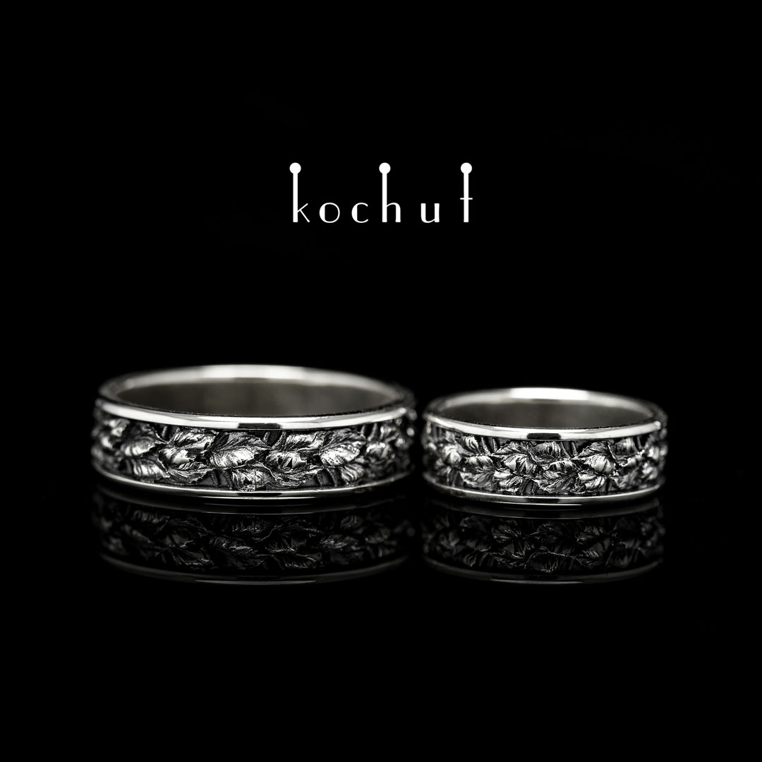Wedding rings "Birch". Silver, oxidation