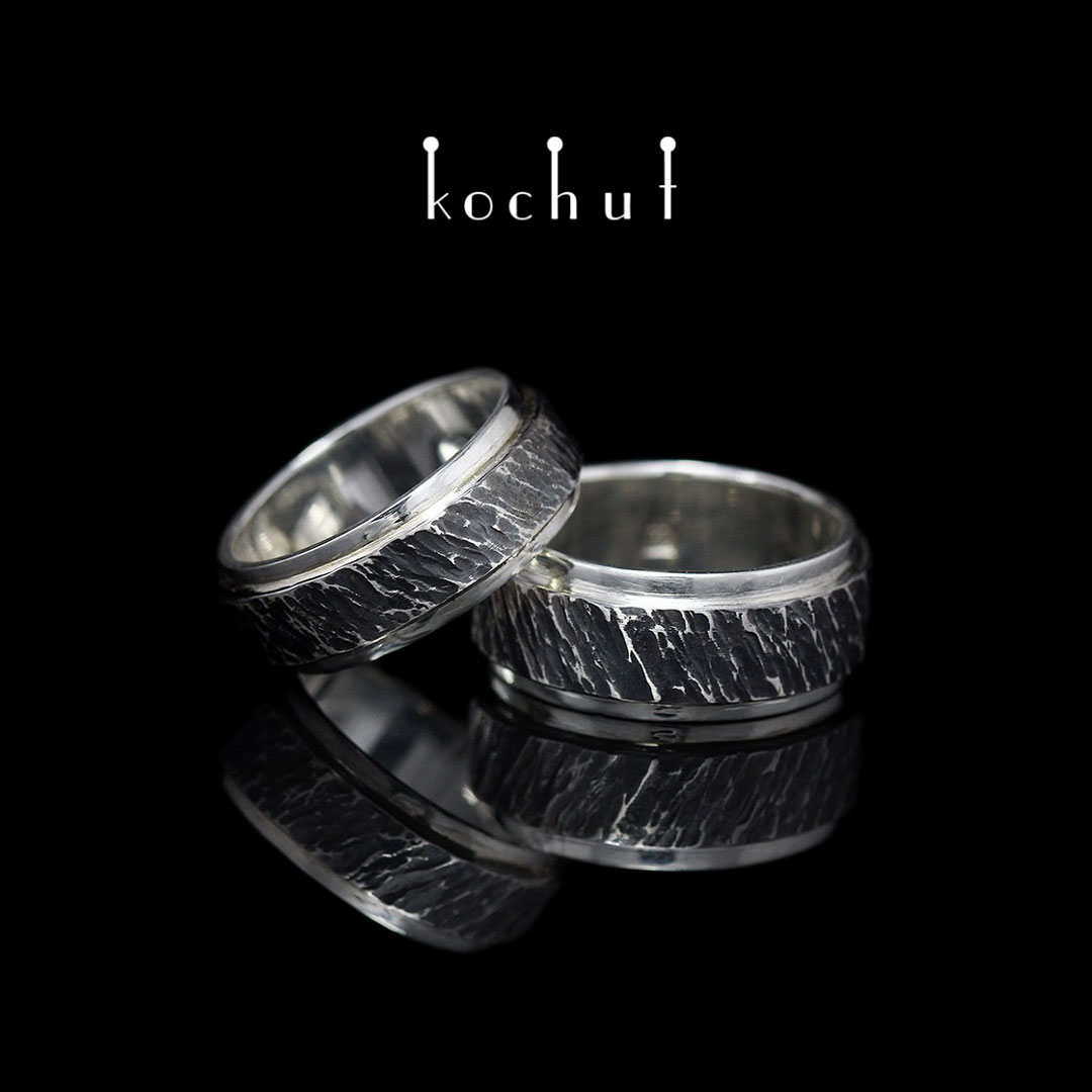 Wedding rings "Strong embrace". Silver, oxidation