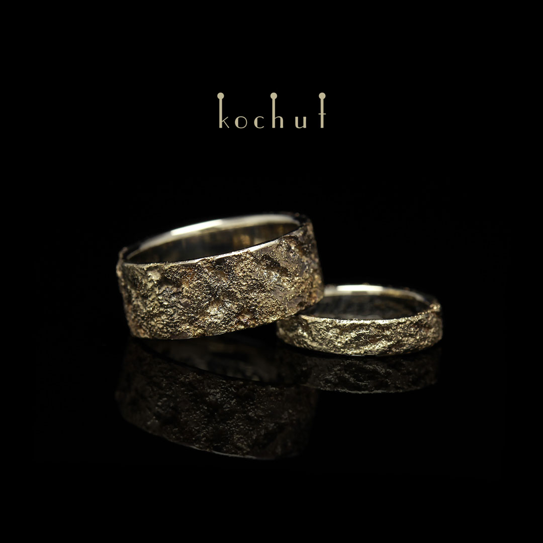 Wedding rings "Soul and body." White, yellow gold