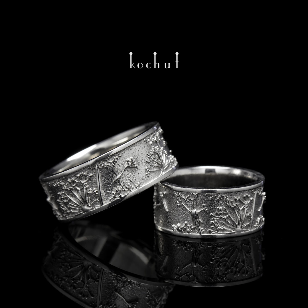 Wedding rings "Joy of Childhood". Silver, white rhodium