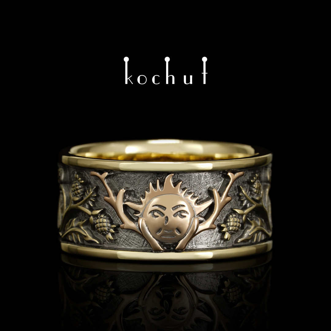 Wedding ring «Alchemy of Love». Yellow, red gold