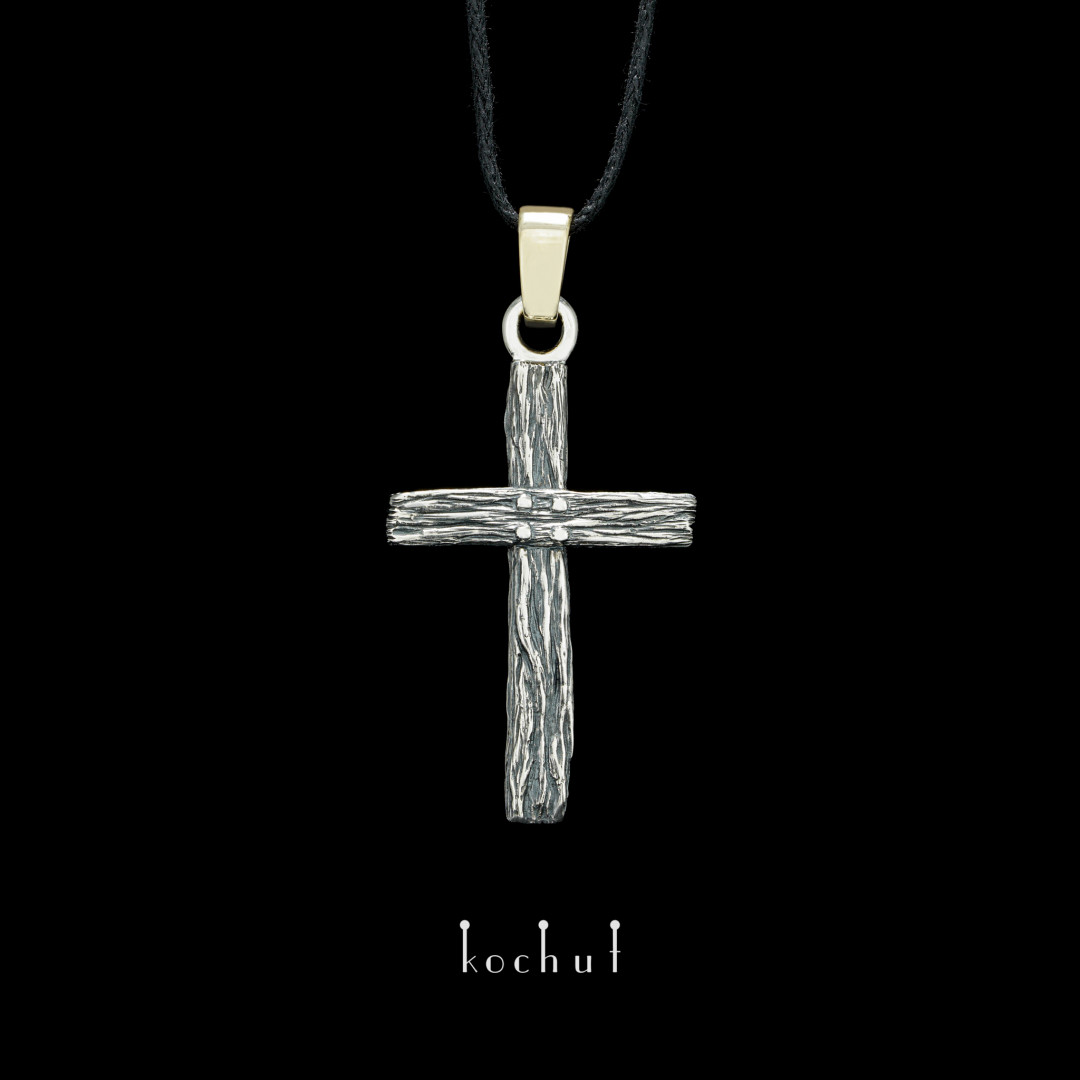 Cross «Life-giving». Silver, yellow gold, oxidized 