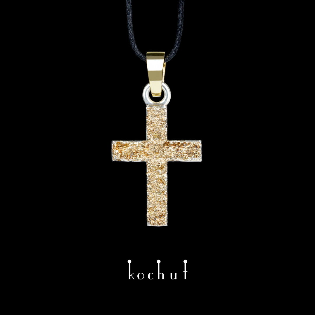 Cross «Soul and body» with a tree. Silver, yellow gold, oxidized