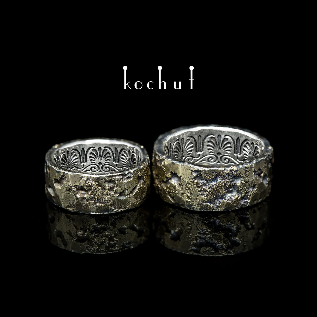 Wedding rings "Soul and body" (forged). Silver, Yellow Gold, Forging Light
