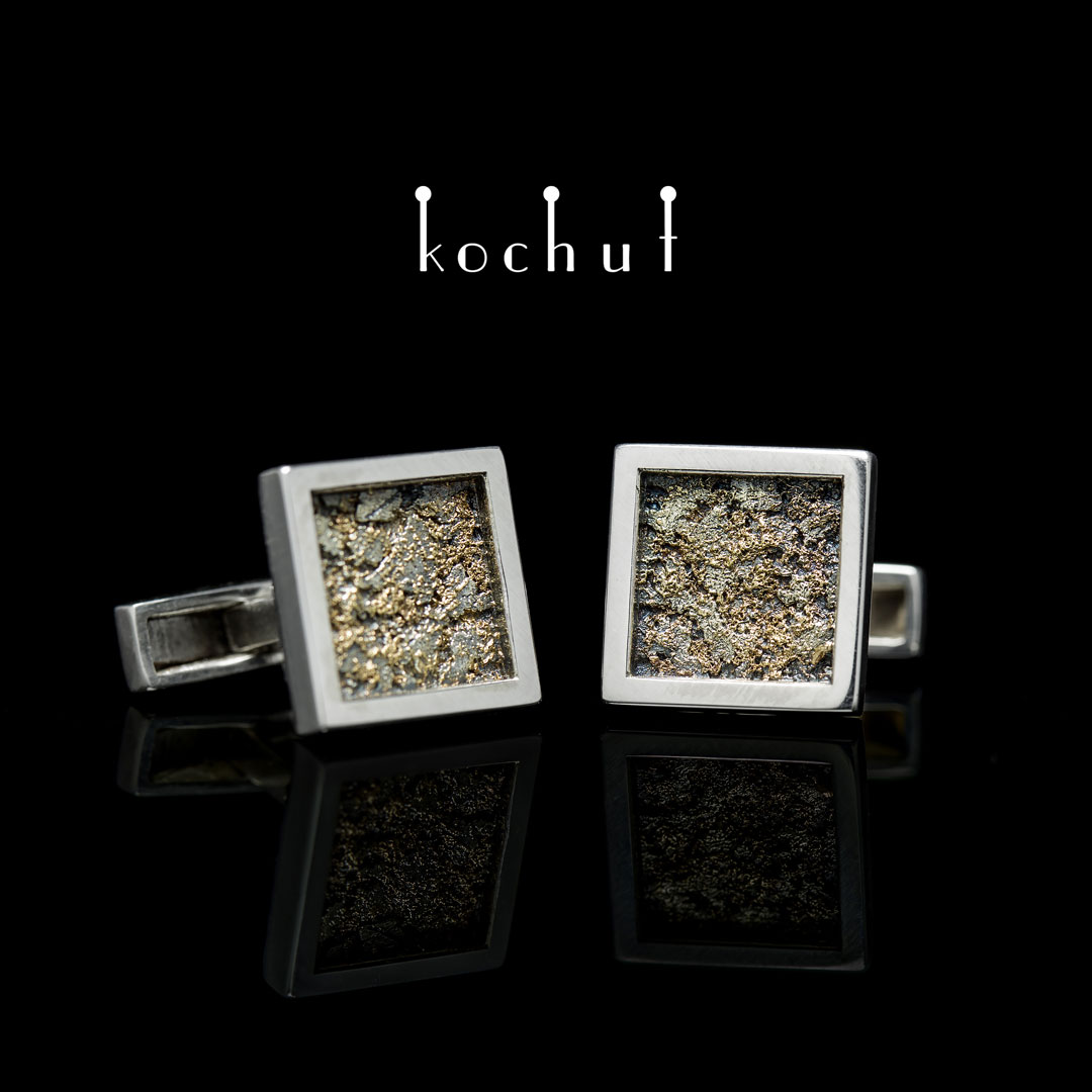 Cufflinks "Soul and body." Silver, Melting Gold, oxidation