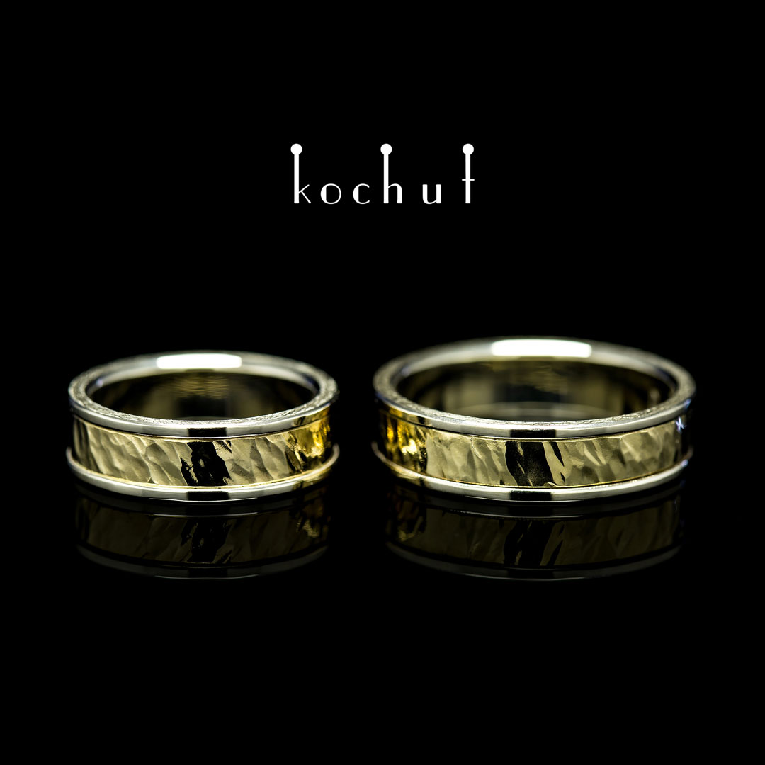 Wedding rings "Memoria". White, yellow gold