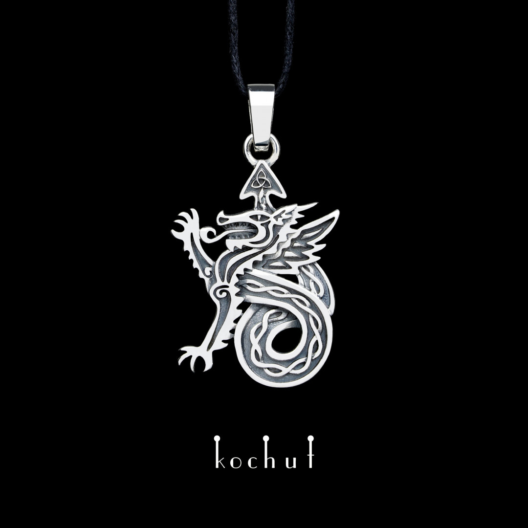 Pendant «Celtic dragon». Silver, oxidized