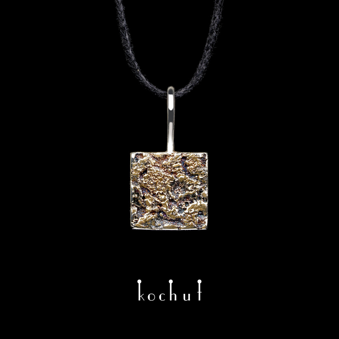 Pendant «Soul and body». Silver, fusing of yellow gold, oxidized