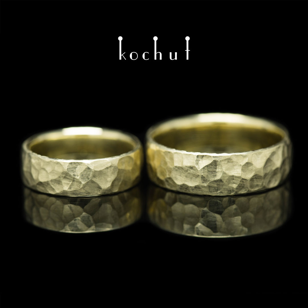 Forged wedding rings «New Era». Yellow gold