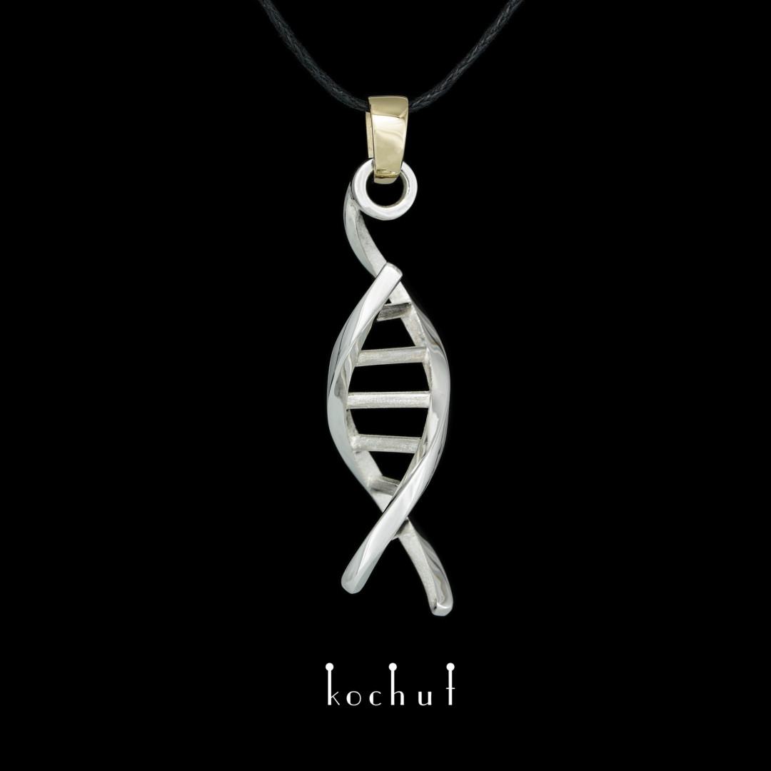 Pendant «DNA». Silver, yellow gold