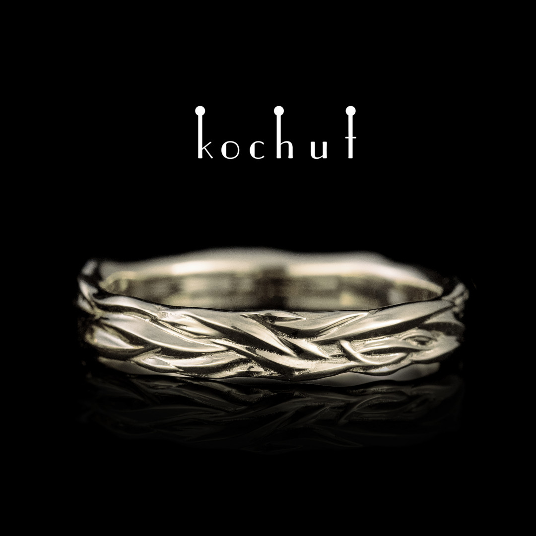 Wedding ring «Waves of love». White gold, white rhodium