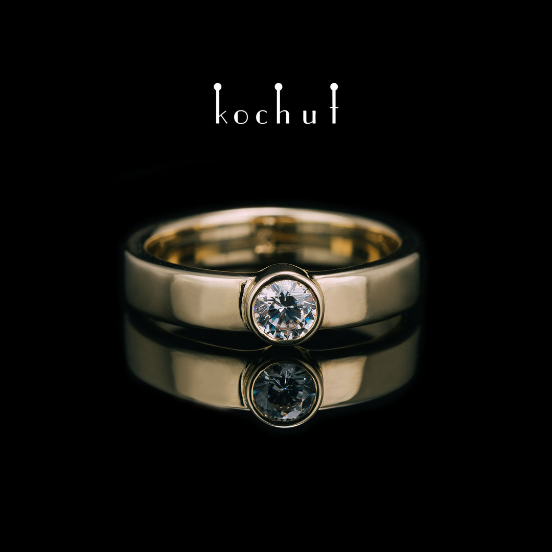 Engagement ring «Kaleidoscope». Gold, cubic zirconia