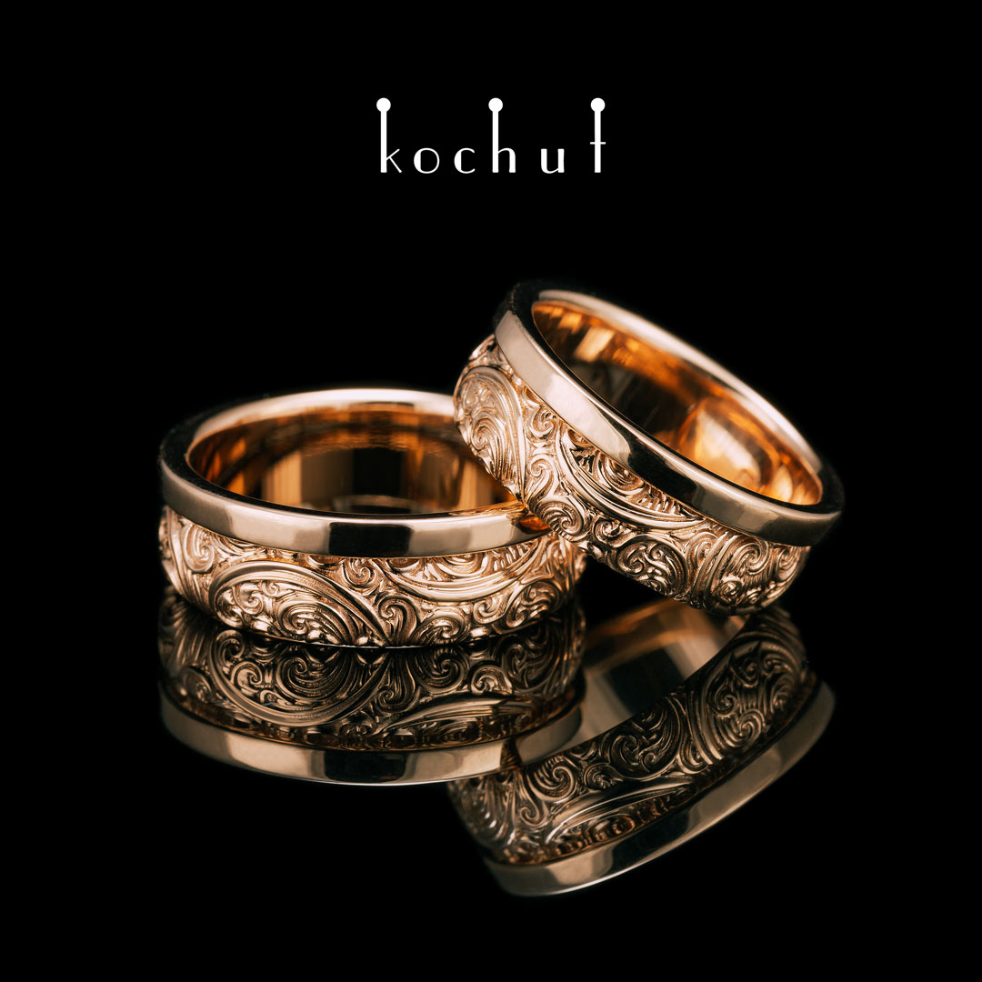 Wedding rings «Invincibility of feelings». Red gold