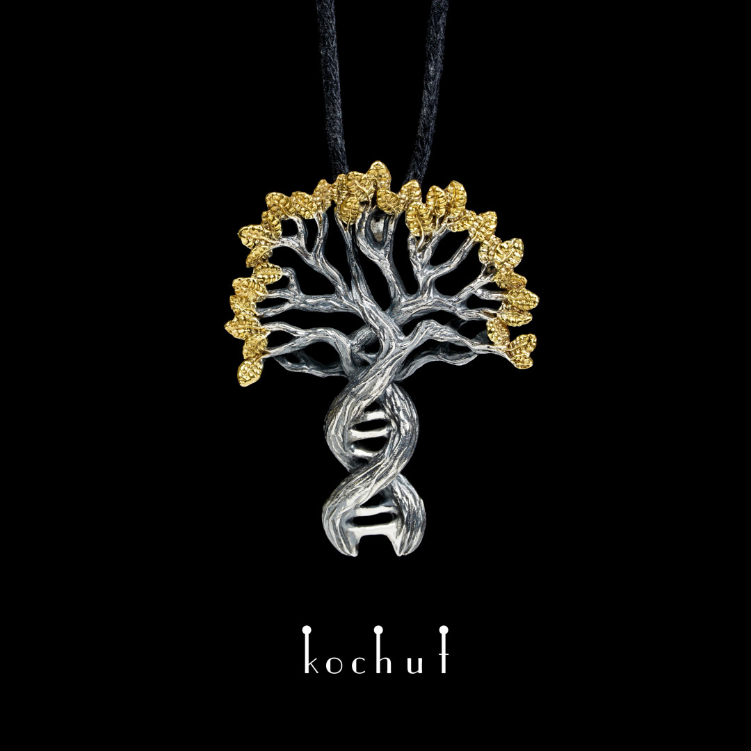 Pendant «Mystery of Future Generations: Blossom». Silver, oxidized, gilding