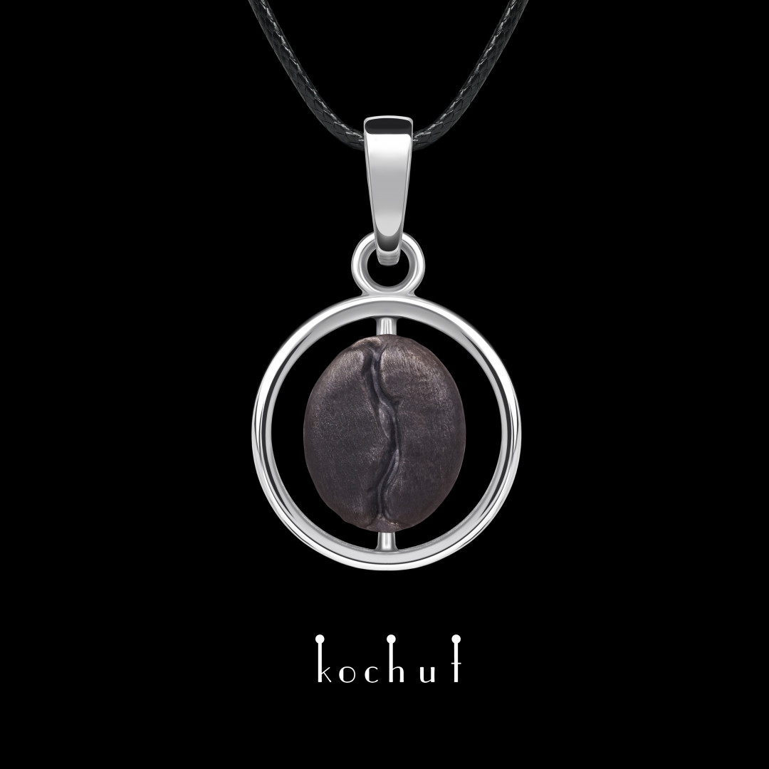 Pendant «Coffee grain». Silver, oxidized