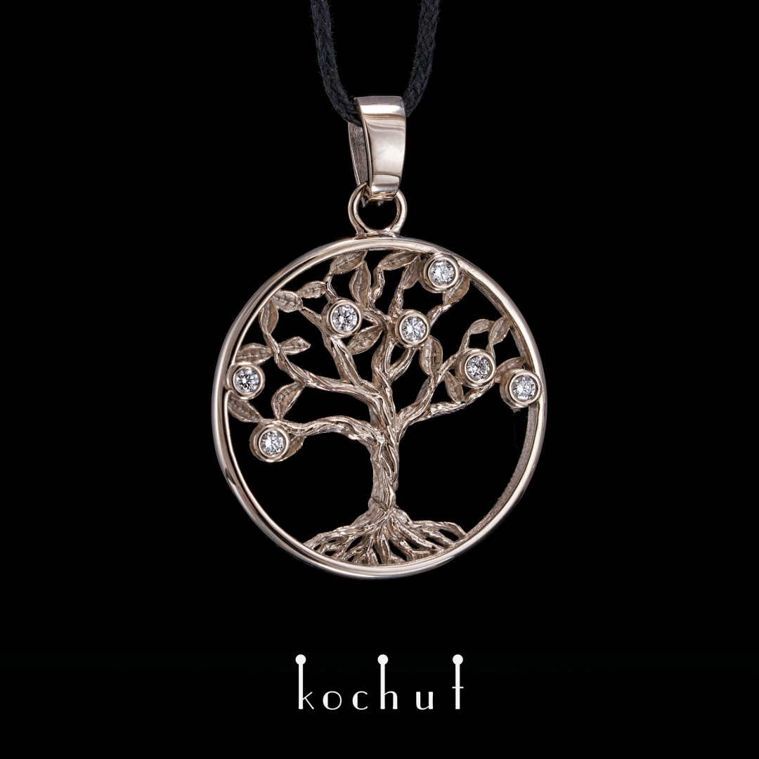 Pendant «Tree of life». Palladium gold, diamonds