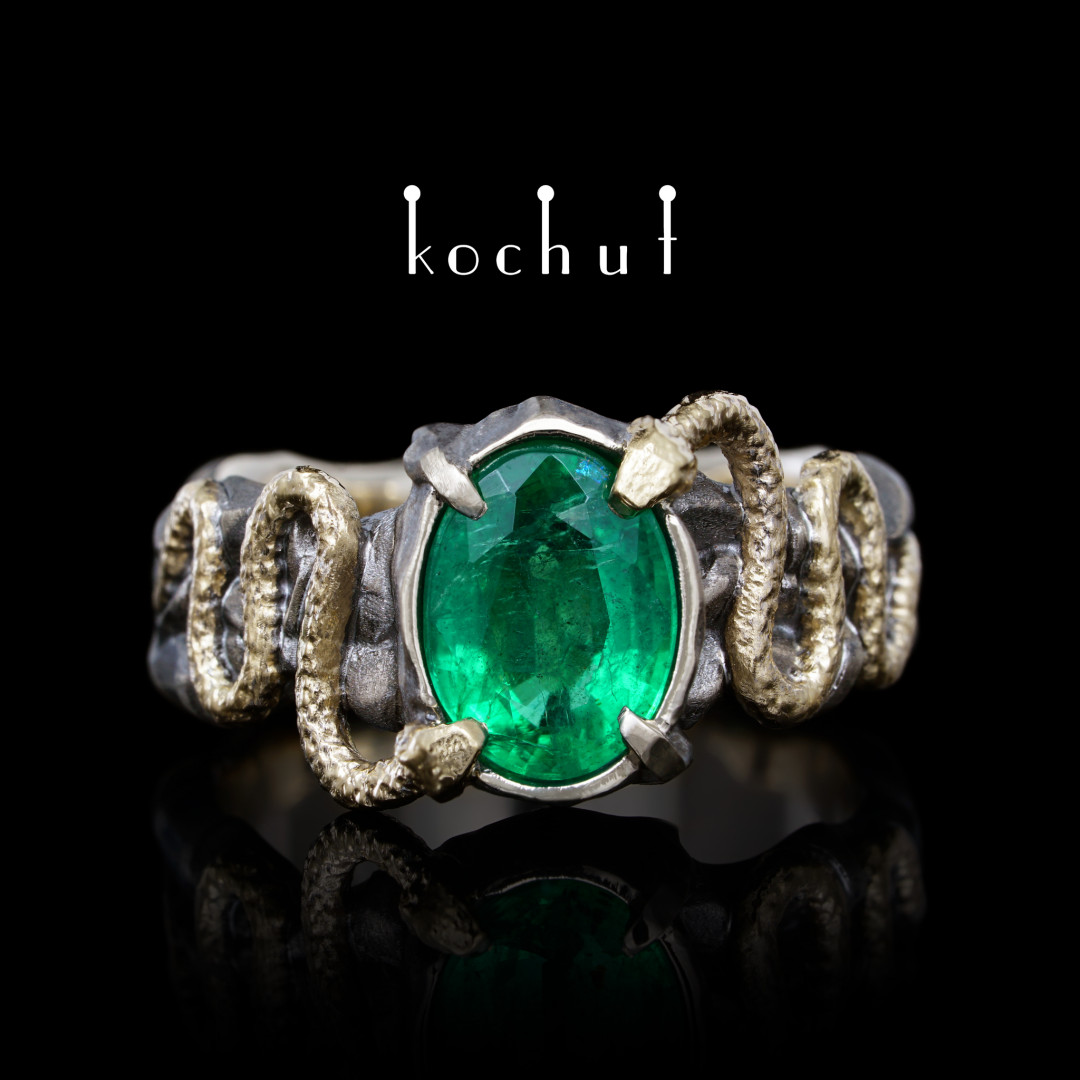 Mens white gold emerald on sale ring