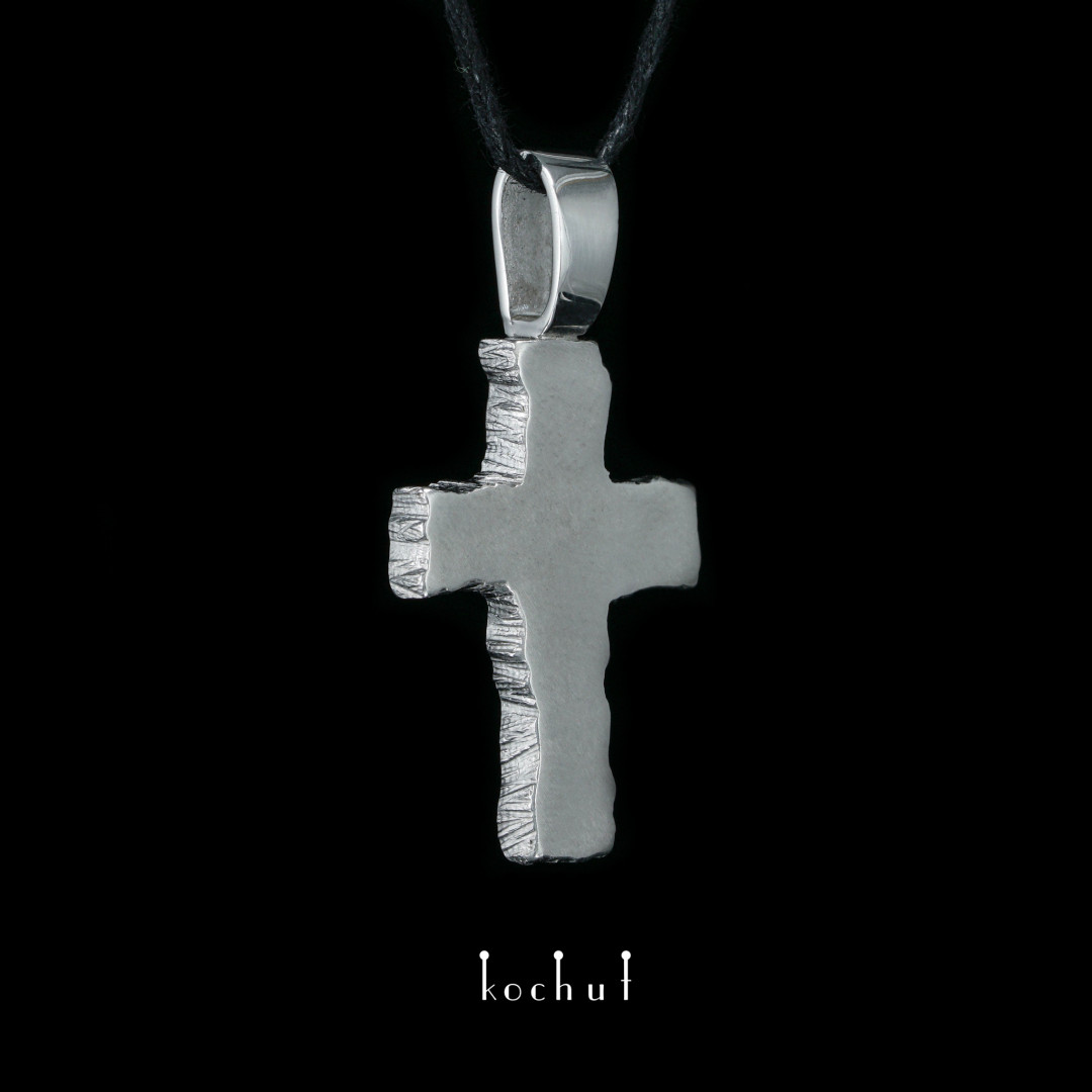 Cross "Man's character". Silver, white rhodium