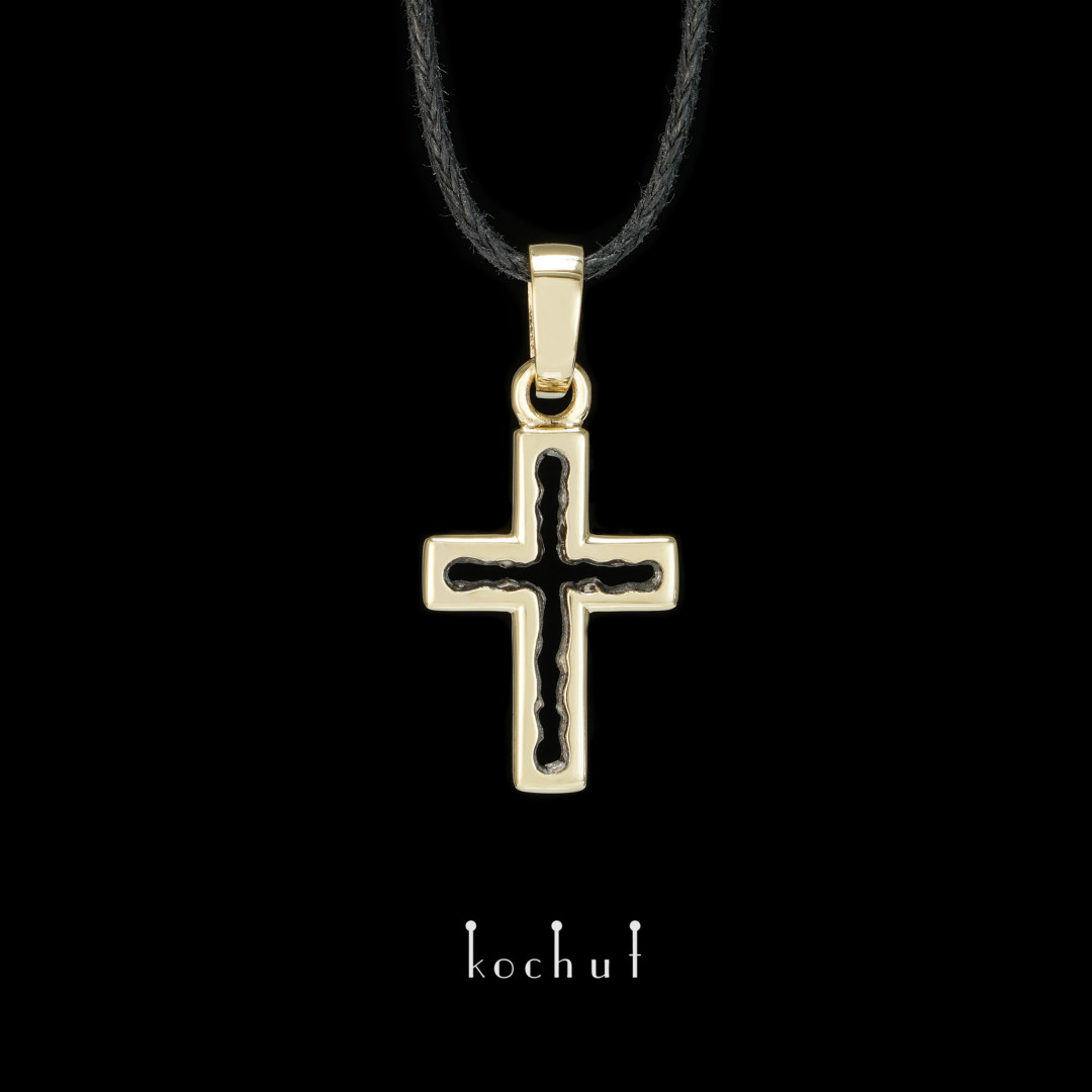 Cross «Space of knowledge». Yellow gold, black rhodium