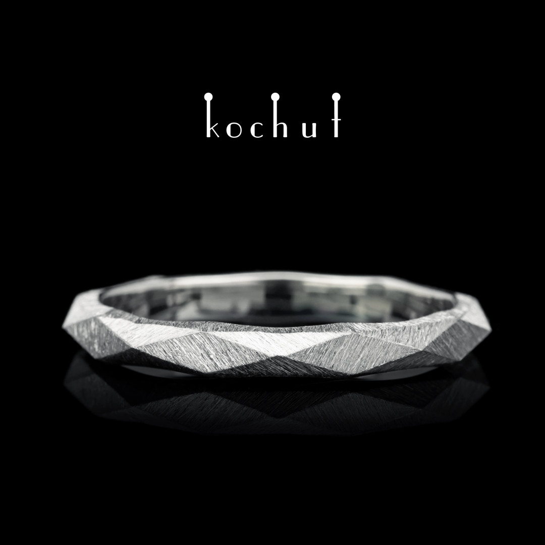 Wedding ring «King and Queen». White gold, white rhodium