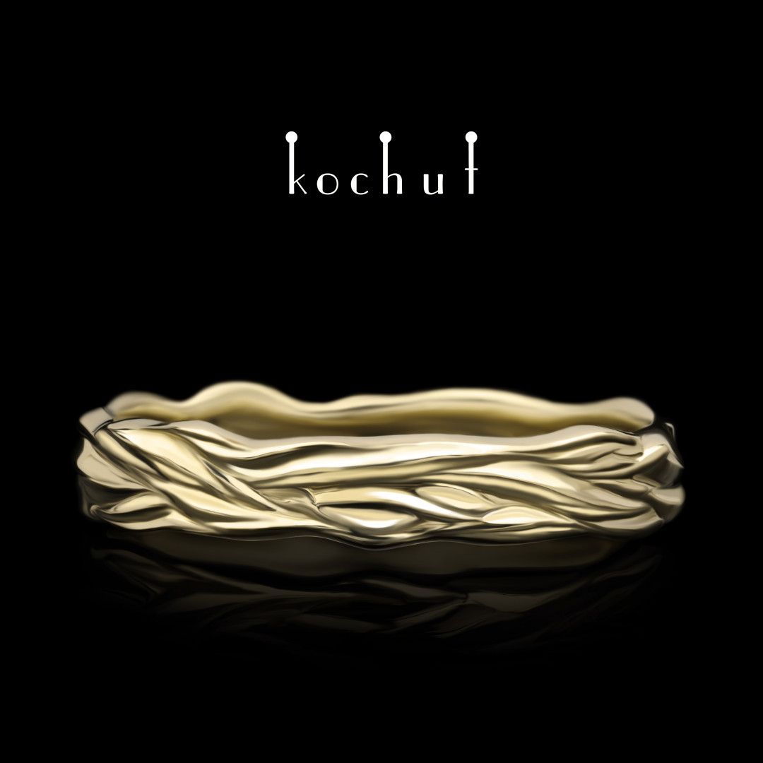 Wedding ring «Waves of love». Yellow gold