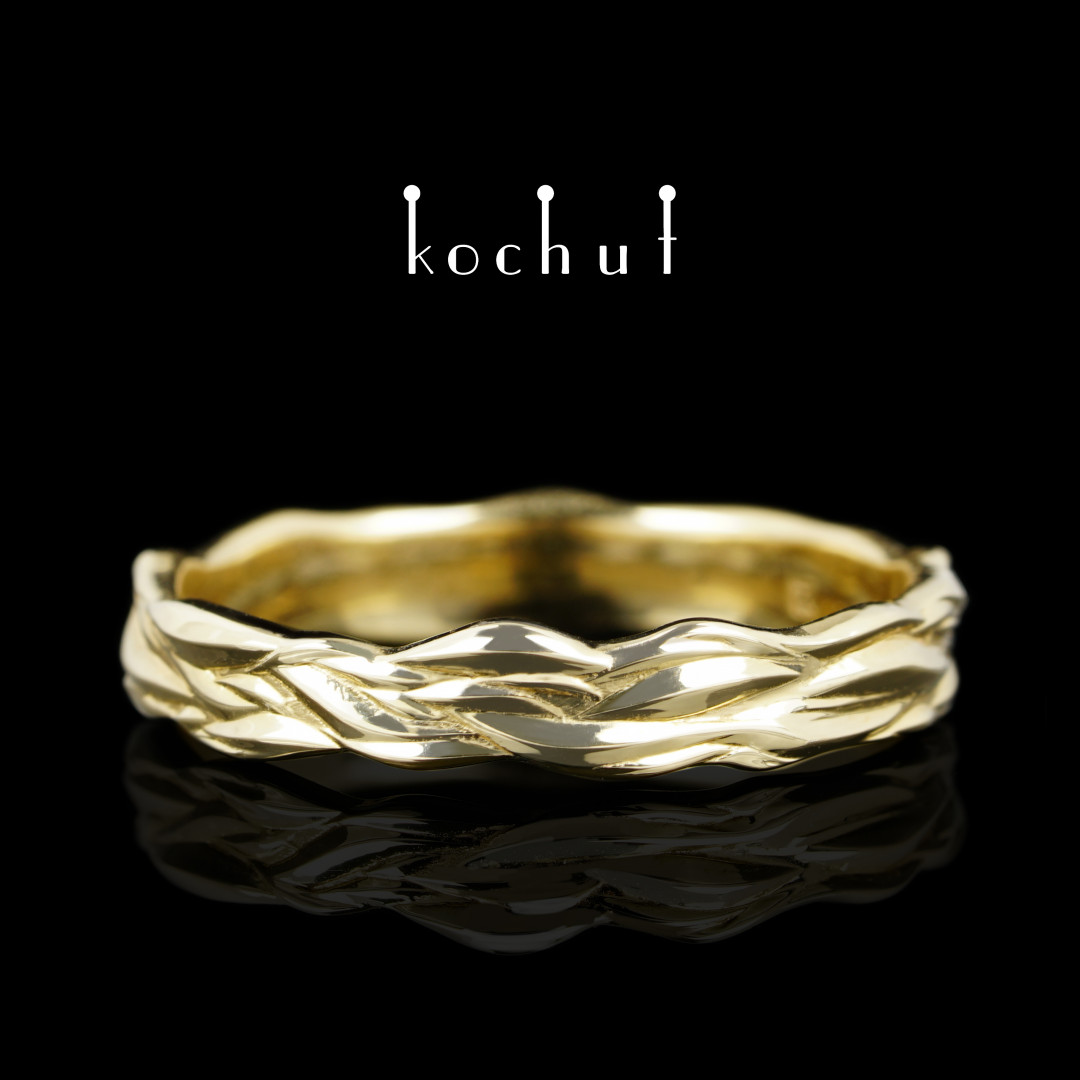 Wedding ring «Waves of love». Yellow gold