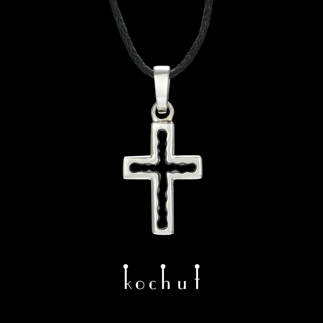 Cross «Space of knowledge». Sterling silver, white rhodium