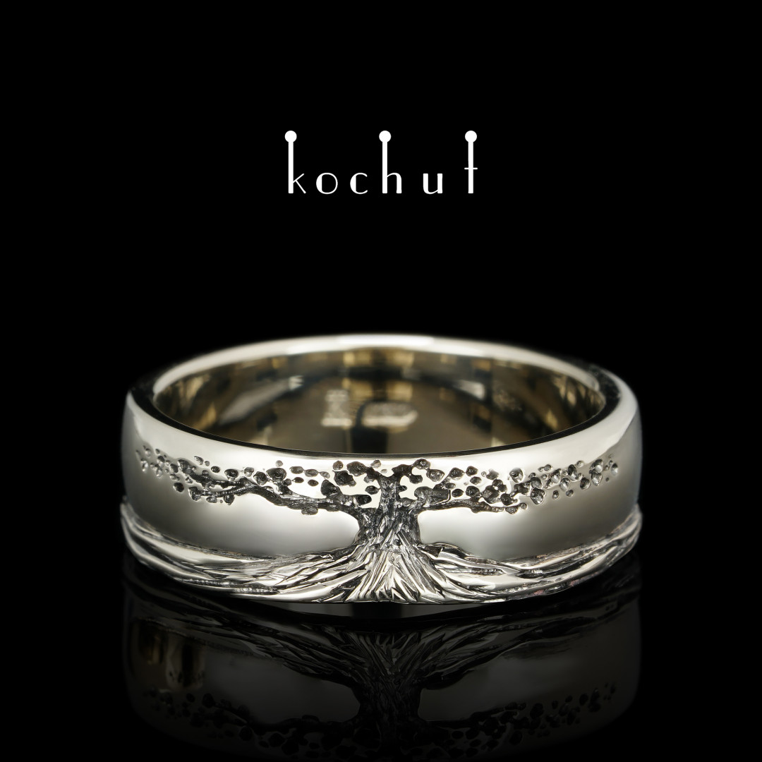 Ring «Tree of Life, roots». White gold, black rhodium