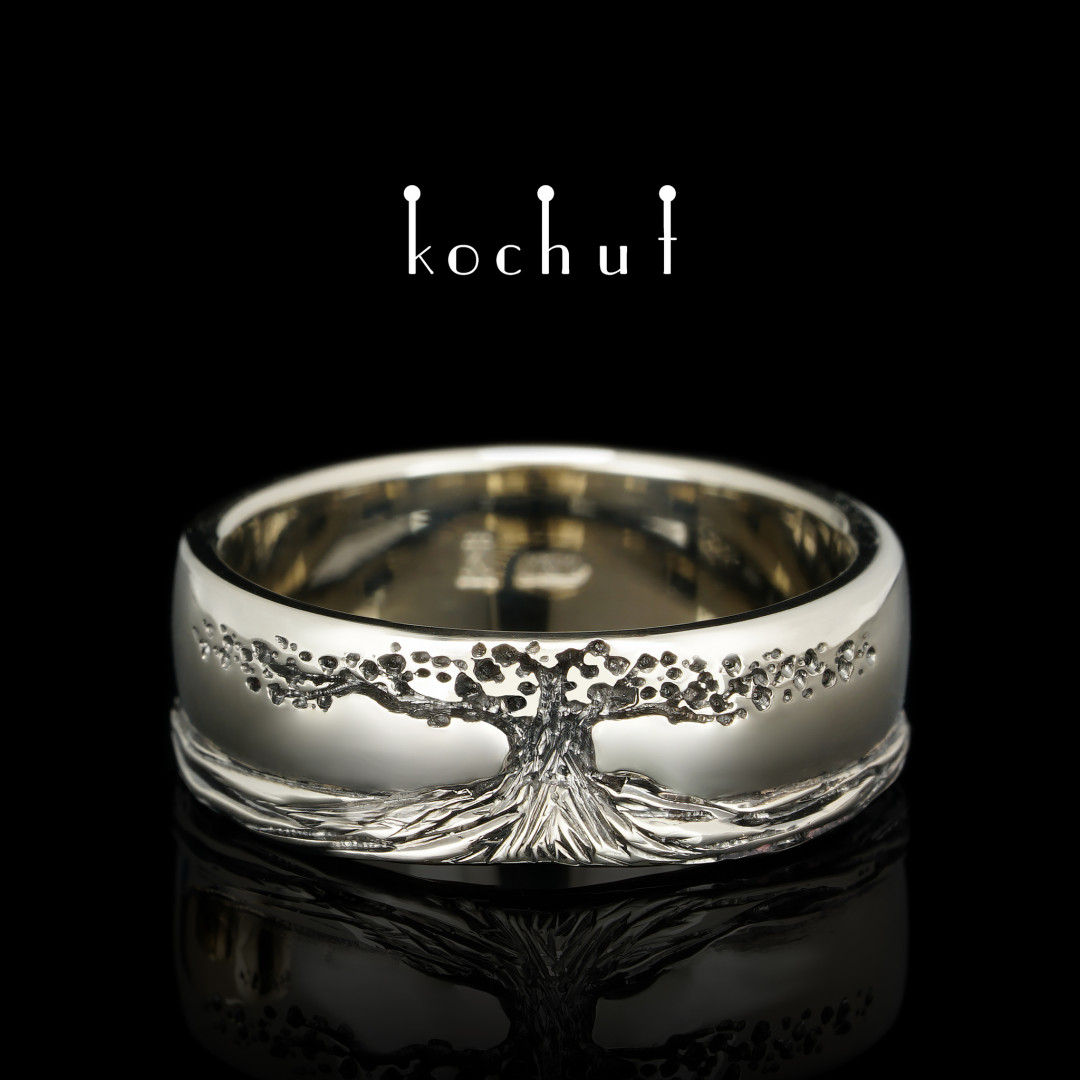 Ring «Tree of Life, roots». White gold, black rhodium