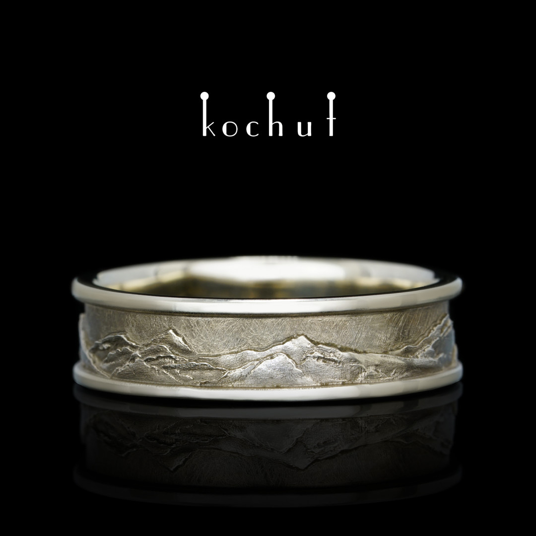 Wedding ring «Peaks of Love». White gold