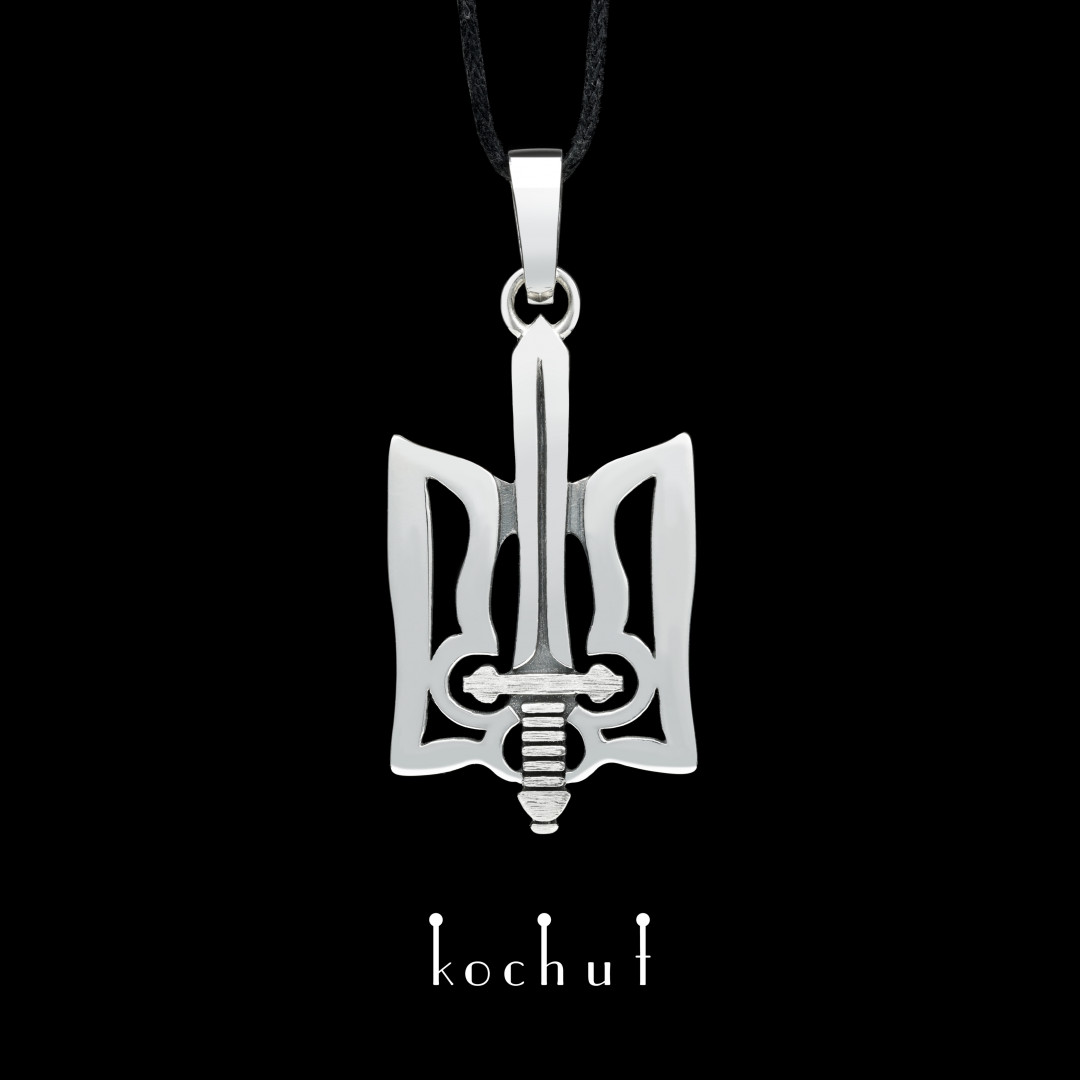  Pendant «Trident with sword». Silver, oxidized