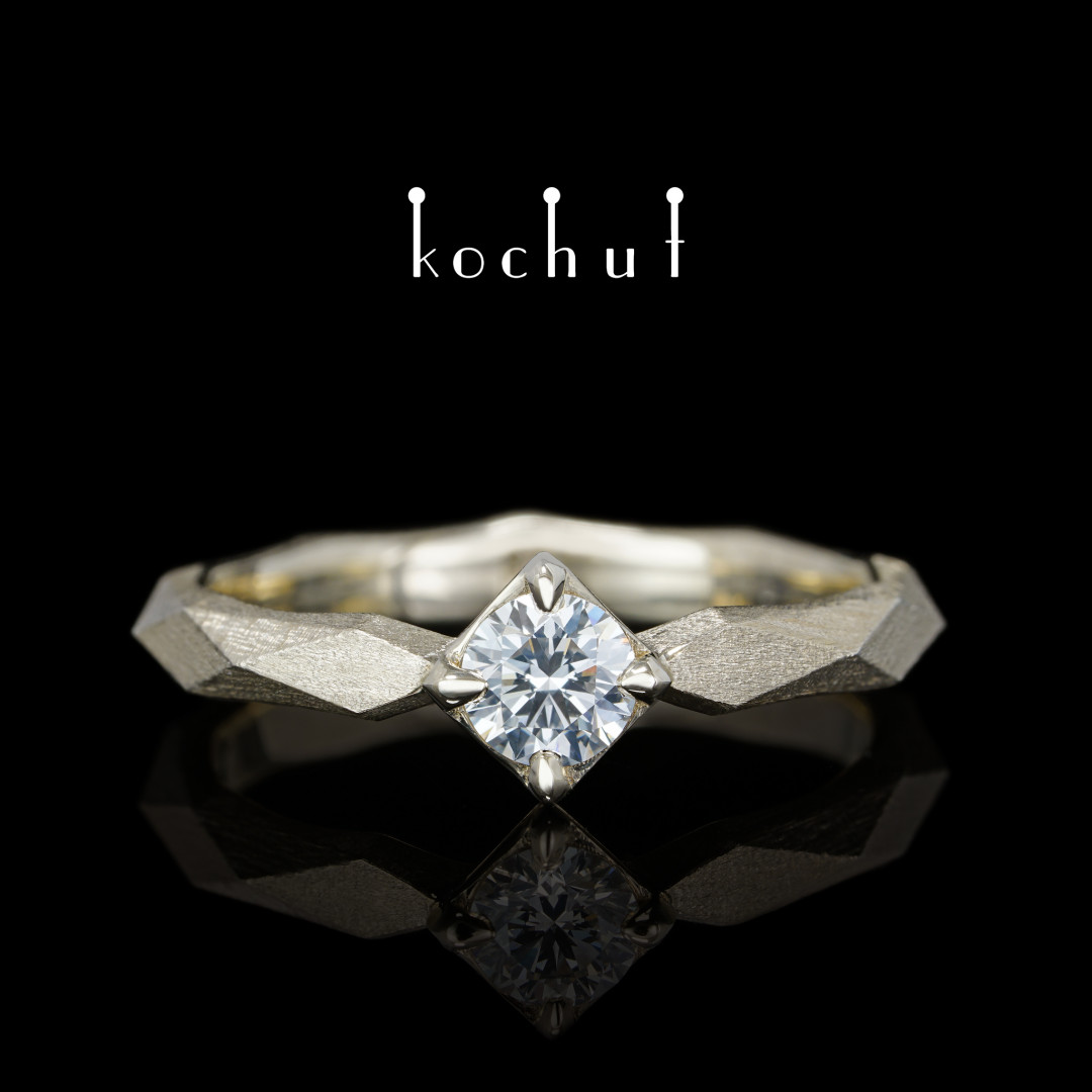 Engagement ring «My Queen». Yellow gold, diamond