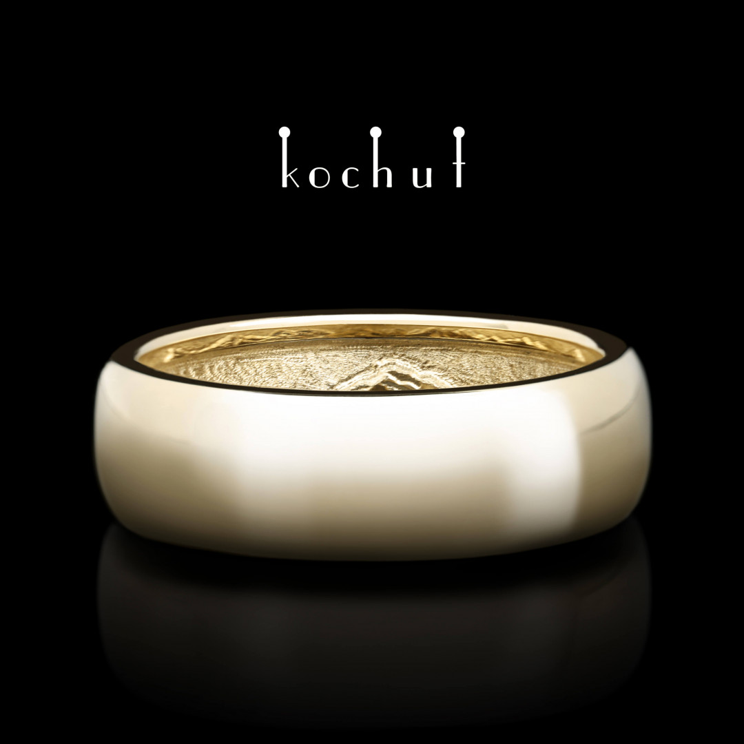 Wedding ring «Peaks of Love: reflection». Yellow gold