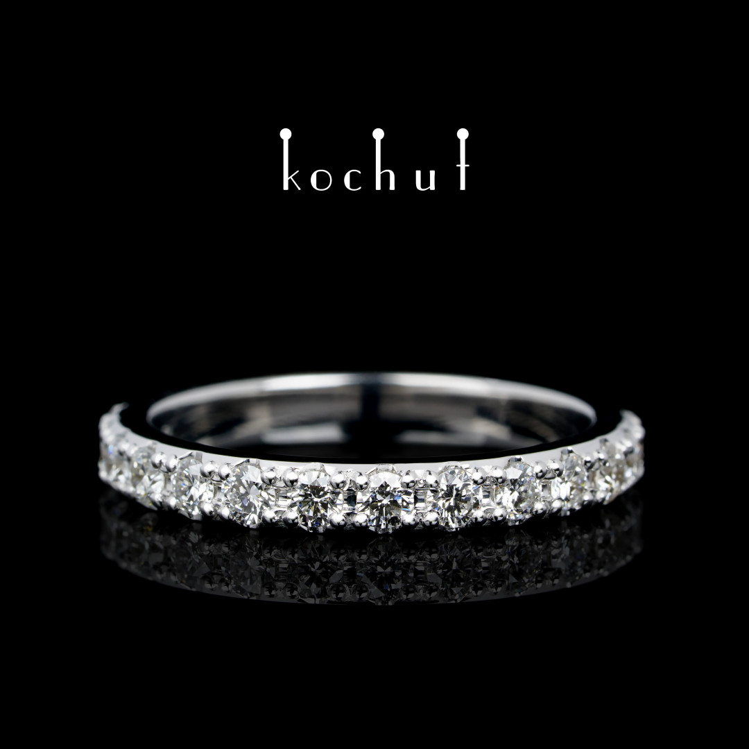 Engagement ring «My orbit». White gold, white rhodium,  diamonds