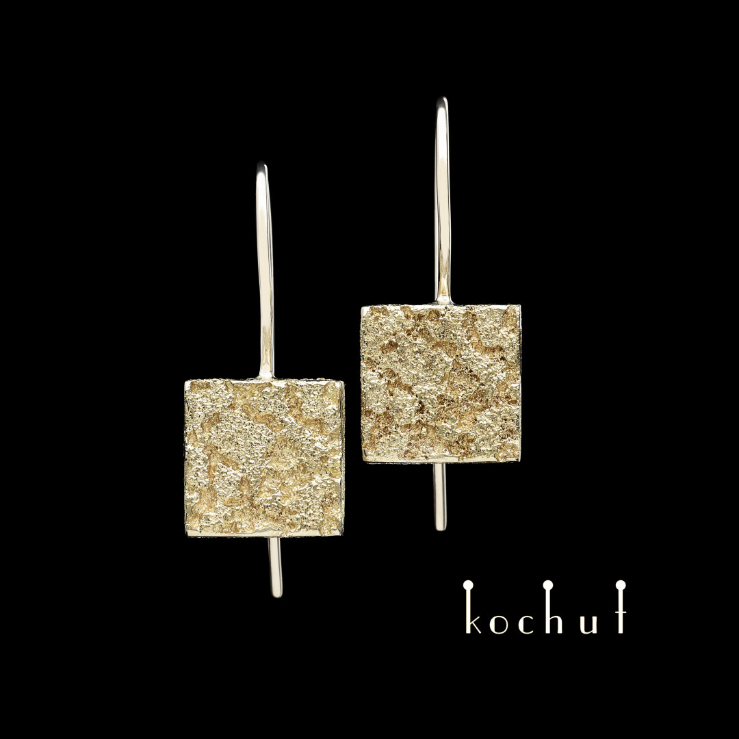 Earrings «Soul and body» french clasp. White, yellow gold
