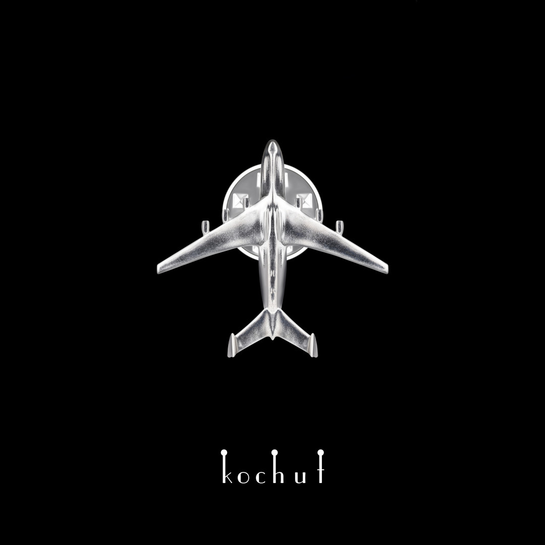 Pin «Mriya». Silver, white rhodium