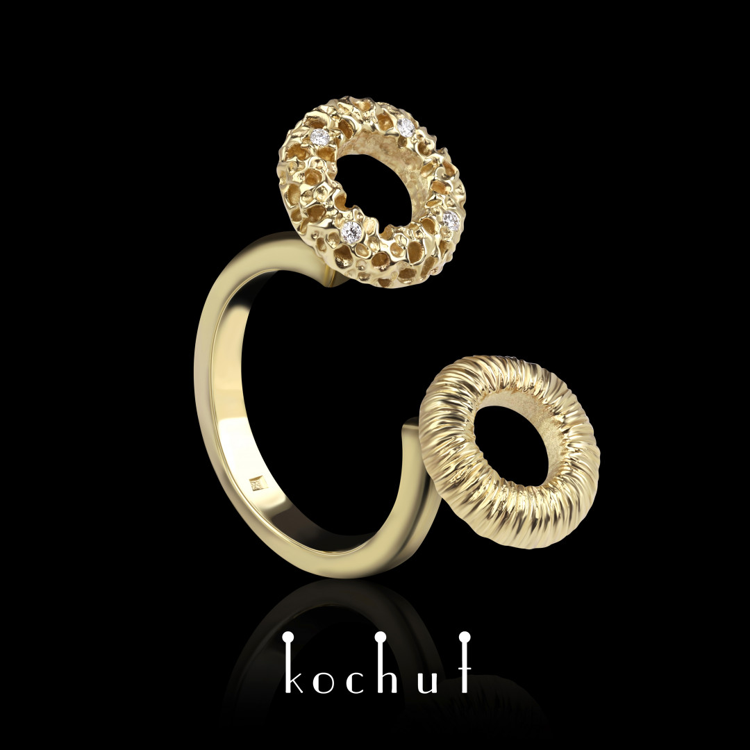 Ring «Space mirage». Yellow gold, diamonds