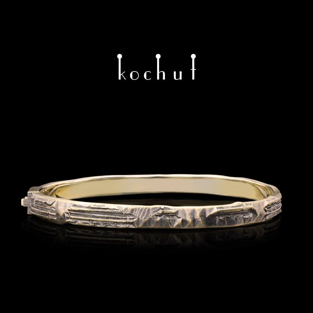 Bracelet «Love code». Yellow gold, black rhodium