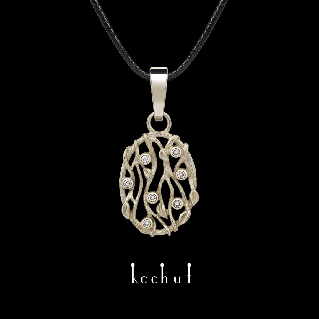 Pendant «Forest Veil». White gold, diamonds