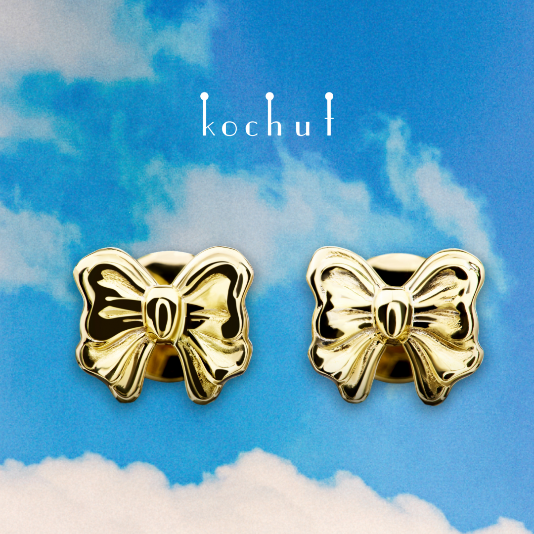 Earrings «Bow». Yellow gold