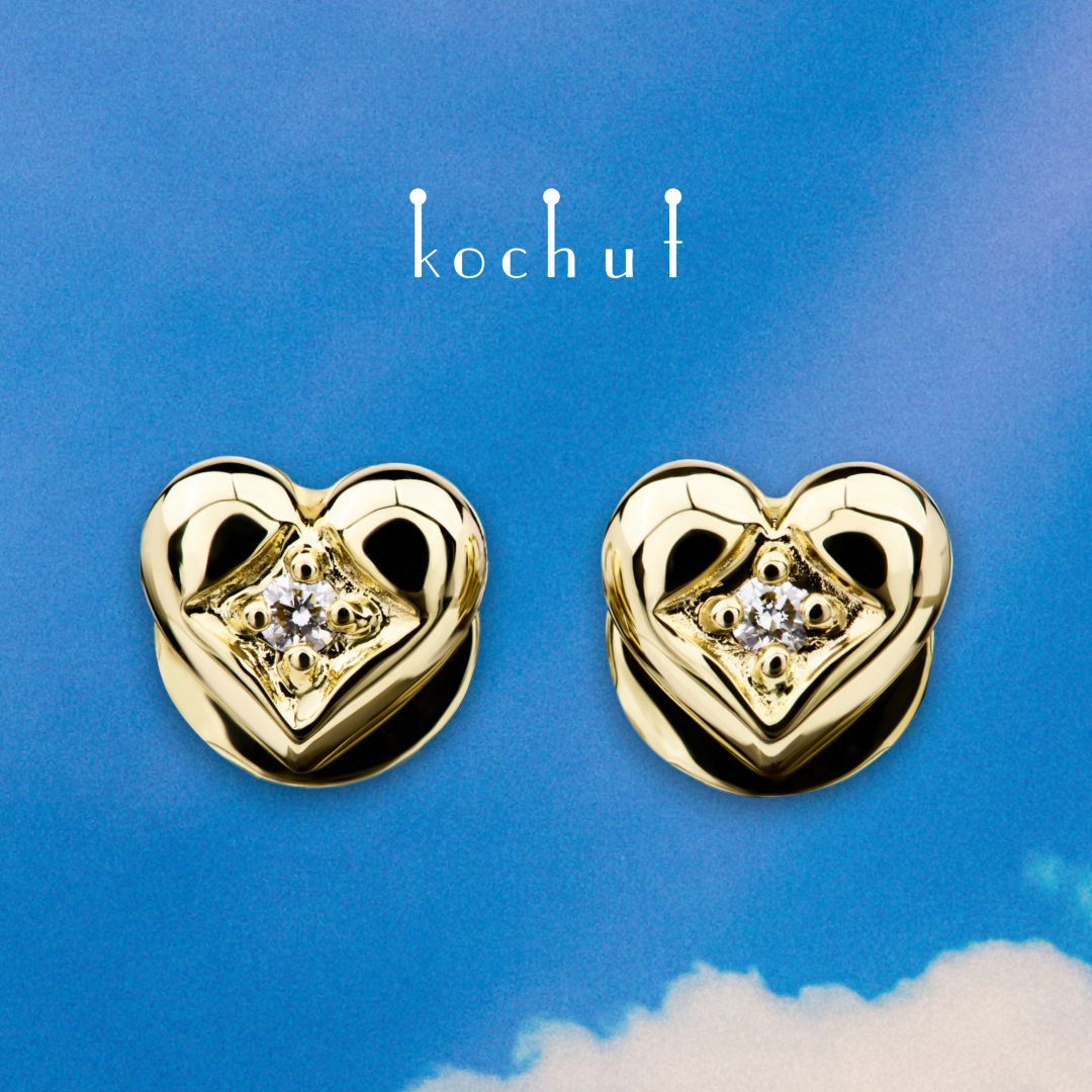 Earrings «Heart». Yellow gold, diamonds