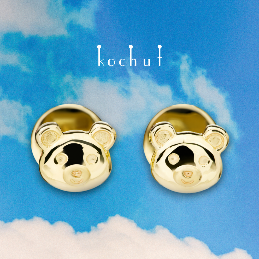Earrings «Teddy bear». Yellow gold